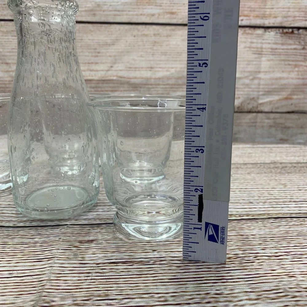 Clear Glass Bubble Decanter Carafe and 5 Tumbler Glasses Bulicante‎ Set